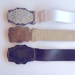 Vintage Western buckles w belt bundle of 3